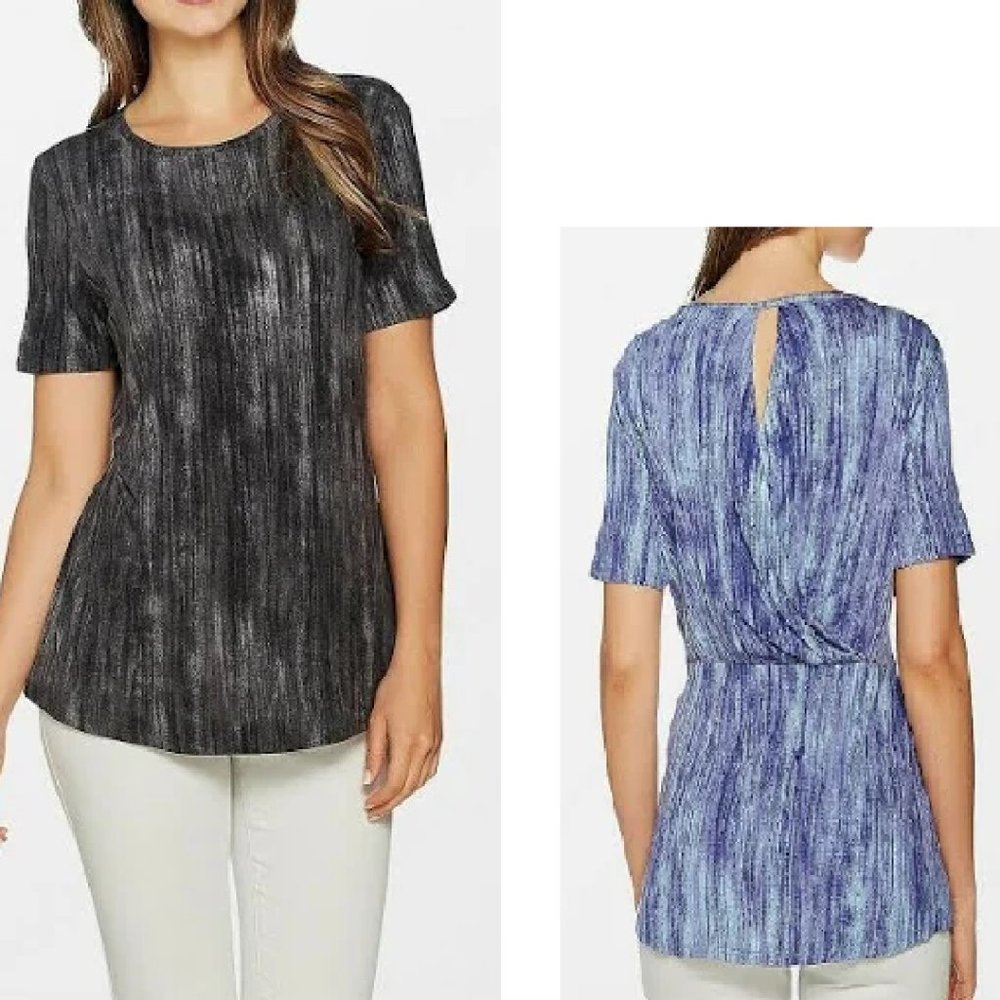 Lisa Rinna Collection Knit Top w/ Back Detail